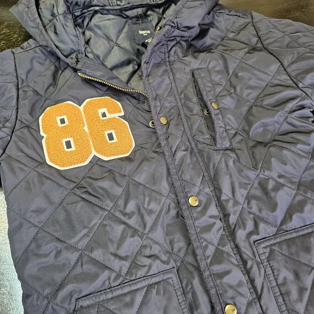 Gap Kids Girls L Navy Quilted Jacket #86 Varsity Preppy Casual School Wear FF453